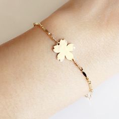 Cherry blossom charm bracelet - cherry blossom jewelry - charm bracelet (B379) Dainty Rose Gold Charm Bracelet, Delicate Adjustable Charm Bracelet, Dainty Flower Shaped Personalized Bracelets, Dainty Blossom Flower Jewelry, Dainty Nickel-free Charm Bracelet For Everyday, Delicate Flower Charm Bracelet, Elegant Flower Bracelets For Everyday, Elegant Everyday Flower Bracelets, Dainty Rose Gold Nickel-free Bracelet