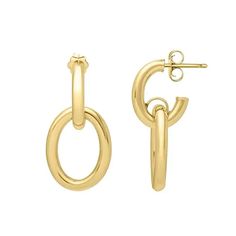 These earrings are truly a modern classic! Available in 14k yellow gold Post back Approximate 1.25 inch drop from post 2.6 grams sold as a pair Gift wrap available Classic Yellow Gold Earrings For Formal Occasions, Timeless 14k Gold Earrings For Formal Occasions, Modern Gold Plated Hoop Earrings For Formal Events, Modern Gold Plated Hoop Earrings For Formal Occasions, Classic Yellow Gold Polished Earrings, Classic Polished Yellow Gold Earrings, Classic Polished Finish Yellow Gold Earrings, Modern Oval Link Earrings With Polished Finish, Modern Earrings With Polished Oval Link