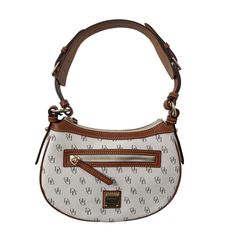 Add A Touch Of Wild To Your Ensemble With This Dooney & Bourke Women's Crescent Hobo In A Stylish Zebra Print. This Medium-Sized Bag Features A Crescent Shape, Zipper Closure, And A Tan Handle/Strap Color. The Exterior Is Made Of Coated Cotton And Leather With An Exterior Zip Pocket, While The Red-Lined Interior Includes Slip And Zip Pockets, Along With An Attached Key Clip. Color Bone, Medium Sized Bags, Crescent Shape, Key Clip, Bag Women, Woman Colour, Zebra Print, Dooney Bourke, Shoulder Bag Women