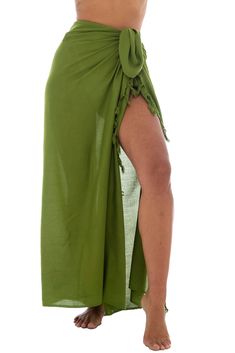 Lightweight Solid Sarong Beach Cover Up is 67 x 45 inches, large enough for use as a quick-drying beach blanket; fringe at both ends makes a pret Cotton Sarong For Beach Vacation, Cotton Sarong For Beach Season Vacation, Bohemian Green Sarong For Beach Season, Beachy Cotton Sarong For Beach, Green Sarong For Festival And Beach Season, Green Cotton Sarong For Vacation, Green Wrap Sarong For The Beach, Cotton Wrap Cover-up For Beach, Green Wrap Cover-up For Summer