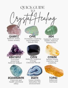 A quick guide to common Healing Crystals and their meanings. Stone Crystal Meanings, Stones And Their Meanings, Healing Crystals Guide, Geode Crystals Meaning, What Do Crystals Do, Crystal Meanings Witchcraft, Witchcraft Crystal Guide, Different Crystals And Their Meanings, Cristal Meaning