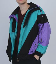 80s Windbreaker Outfit Men, 80s Jacket Men, 80s Jacket Outfit, 80s Fashion Winter, 80s Clothes Men, 80s Winter Fashion, 80s Aesthetic Fashion, Mens Ski Jackets, Look 80s