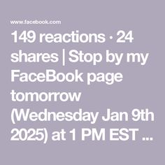 the text reads,'14 reactions 24 shares stop by my facebook page tomorrow wednesday jan 9th