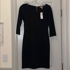 Adorable Black Dress By Banana Republic. Great For Office To Evening. Made Of Polyester And Rayon For Comfortable Fit. 3/4 Length Sleeves. Never Worn/With Tags! Elegant Black Dress With 3/4 Sleeves, Black Midi Dress With 3/4 Sleeves For Office, Black Fitted Midi Dress With 3/4 Sleeve, Black Fitted Dress With 3/4 Sleeves, Fitted Black Dress With 3/4 Sleeves, Black 3/4 Sleeve Dress For Date Night, Elegant Black Mini Dress With Half Sleeves, Elegant Black Mini Dress With 3/4 Sleeves, Black 3/4 Sleeve Cocktail Dress