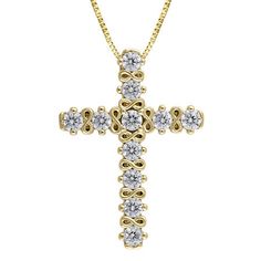 Features: Religious Jewelry, Quick ShipDiamond Clarity: I2-I3Jewelry Closure: Spring Ring ClaspSetting: ProngShape: CrossStone Cut: RoundDiamond Color: I-JMetal Color: YellowChain Length: 18 InchChain Gauge: 040Pendant Length: 17mmPendant Width: 12.2mmRounded Carat Weight: 1/4 Ct. T.w.Chain Construction: BoxCare: Wipe CleanStone Type: 11 Natural DiamondAuthenticity: Natural DiamondBirthstone: April BirthstoneMetal: 10k GoldNecklace Type: Pendant NecklacesCountry of Origin: Imported Gold Cross Necklace With Prong Setting, Gold Necklace With Cross Pendant In Prong Setting, Gold Cross Pendant With Prong Setting, Gold Cross Pendant Jewelry With Prong Setting, Gold Brilliant Cut Cross Necklaces, 14k Stamped Cross Pendant Necklace For Anniversary, Gold Cross Diamond Necklace For Anniversary, Gothic Necklace, Gold Cross Pendant