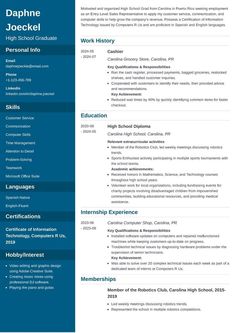 a blue and white resume template with the words,'high school graduate'on it