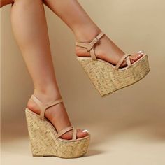 Super Cute And Stylish Ships In 5-10 Business Days Tags: #Shoes #Heels #Party #Newyears #Holiday #Sandals #Gold #Beautiful #Glitter Wedge Sandals Outfit, Cute Shoes Heels, Rose Shoes, Heels Outfits, Strap Wedge, High Heel Wedges, Ankle Strap Wedges, Shoes Heels Wedges, Platform Sandals Heels