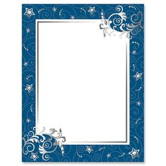 a blue and white frame with silver stars