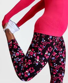 Our multi-sport gym leggings designed for every workout. Stretchy fabric with flattering seams to sculpt the bum. Sweat-wicking, quick-drying and breathable. Side pocket and back zip pocket. Internal adjustable drawcord. Inseam length: 24" / 60cm. Model wears size XS and is 175cm/5'7" tall. Style Code: SB5400A 78Colour: Pink Floral Animal Print Zip Bra, Black Workout Leggings, High Neck Sports Bra, High Neck Bra, Leggings Sale, Running Leggings, Clothing Websites, Best Leggings, Sweaty Betty