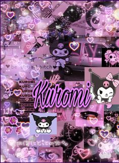 the word kironi is surrounded by hearts and other things that are arranged around it