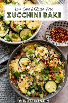 low carb and gluen - free zucchini bake in a pan