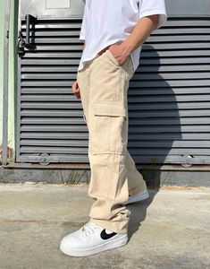 Men's Premium Baggy Cargo Pants Beige | STREET MODE ™ Over Size Outfit Men, Baggy Cargo Pants Outfit Men, Baggy Beige Pants, Outfit Cargo Beige, Beige Cargo Pants Outfit Men, Beige Pants Outfit Men, Beige Outfit Men, Mens Cargo Pants Outfit