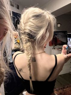 #hair #fishtail #hairinspo #braids #tattoos Wrap Around Braid Updo, Pigtail Fishtail Braids, Pisces Hairstyle, Two Fishtail Braids, Double Fishtail Braid, Rope Braid Hairstyles, Complex Hairstyles, Fishtail Pigtails, Boho Goddess Braids