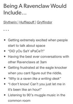 an image of a page with the words being ravenclaw would include