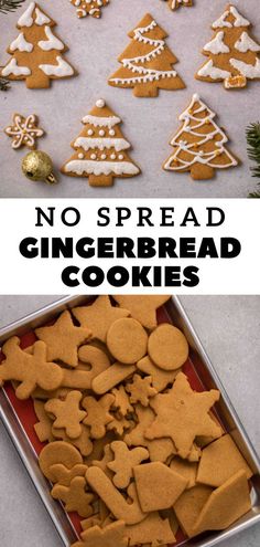 no - spread gingerbread cookies in a pan with the words, no - spread gingerbread cookies