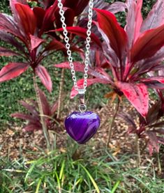 Dainty Purple Agate Heart Pendant Gorgeous Purple Agate Crystal Necklace Charka Healing Emotional Healing Properties - Promoting self-acceptance and confidence, Agate overcomes negativity and harshness of the heart, by healing anger, encouraging love, and giving the courage to start over. It is a very useful stone for any kind of trauma. Spiritual Properties - This stone encourages a quiet contemplation of one's life experiences that lead to spiritual growth and inner stability. It is believed t Spiritual Heart-shaped Jewelry For Meditation, Spiritual Heart Shaped Gemstone Necklace, Spiritual Heart-shaped Gemstone Necklace, Spiritual Purple Heart-shaped Necklace, Heart-shaped Agate Healing Jewelry, Heart-shaped Agate Jewelry For Healing, Healing Heart-shaped Agate Jewelry, Spiritual Heart Cut Healing Necklaces, Spiritual Heart Cut Necklaces For Healing