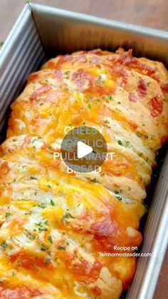 a cheesy pull apart pizza in a pan