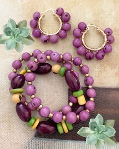 Açaí seed earrings Hand-strung Purple Beach Jewelry, Hand-strung Purple Jewelry For Beach, Purple Bracelet Jewelry For Beach, Purple Bracelet Jewelry For The Beach, Purple Jewelry With Wooden Round Beads, Seed Jewelry, Nut Bracelet, Tagua Necklace, Eco Jewelry