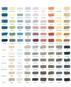 the different shades of paint that are used to decorate furniture and home decor in this color chart