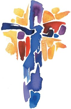 the cross is painted in different colors