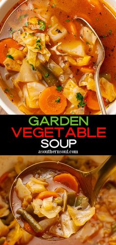 two pictures showing different types of vegetable soup