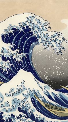 the great wave is depicted in this postcard from the famous japanese artist, person