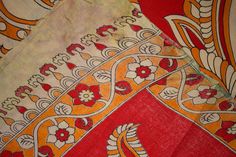 "About this item * Beautiful Multi Colored Peacock Printed Pure Cotton Saree . Vintage Hand Painted Art Silk saree with natural colors. The Saree is created with Srikalahasti style of Kalamkari and decorated with Marriage View images, where in the \"kalam\" or pen is used for free hand drawing of the subject and filling in the colors, is entirely hand worked with natural colors. This is pure art of indian artisans.This saree is hand made and authentic. All sarees in my store are on free shipping Traditional Kalamkari Print Dupatta For Festival, Bohemian Wedding Saree With Kalamkari Print, Bohemian Kalamkari Print Saree For Wedding, Bohemian Dupatta With Kalamkari Print For Puja, Bohemian Saree With Printed Border For Puja, Bollywood Style Multicolor Saree With Peacock Design, Bohemian Saree For Diwali Puja, Bohemian Wedding Saree With Block Print, Navratri Festival Kalamkari Print Dupatta