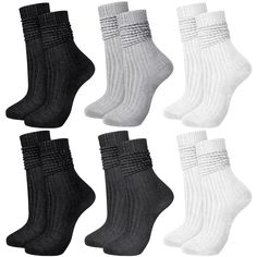 PRICES MAY VARY. What You Will Get: the package comes with 6 pairs of slouchy socks in different colors, enough quantity to meet your wearing, sharing and replacement needs, various colors can match your different outfits Reliable Material Components: our scrunchie socks are made of 80% polyester cotton, 16% polyamide, 4% rubber band, soft and lightweight, breathable and warm, having good moisture absorption and perspiration, offering you a comfortable wearing experience Proper Size for Adults a Scrunchie Socks, Stacked Socks, Slouchy Socks, Scrunch Socks, House Socks, Slouch Socks, Slouchy Style, Socks For Women, Warm Socks