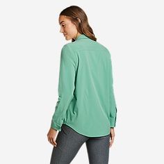 Women's Departure 2.0 Long-sleeve Shirt | Eddie Bauer Casual Long Sleeve T-shirt For Camping, Green Long Sleeve Moisture-wicking Outerwear, Long Sleeve Moisture-wicking Hoodie For Hiking, Vintage Eddie Bauer, Eddie Bauer Women, Travel Clothing, Spandex Shirts, Eddie Bauer, Travel Outfit