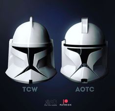 two helmets are shown side by side on a dark background