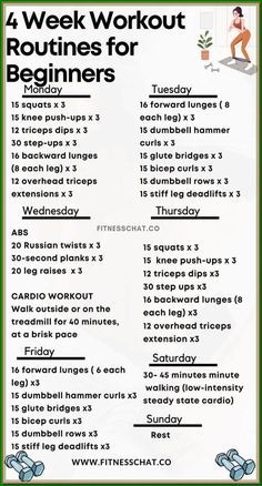 a printable workout routine for beginners