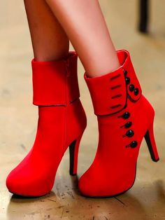 Sku CY-!19995 Material Suede Occasion Going out , Casual Heels Height High (5cm-8cm) Seasons Spring , Autumn , Winter Type Boots , Heels Color RED,BLACK Size 35,36,37,38,39,40,41,42,43 Size chart: Please consult the size chart we provide for this item's measurements to help you decide which size to buy. Red Boots Women, Ankle Pumps, Velvet High Heels, Womens Designer Boots, Super High Heels, Stylish Boots, Casual Heels, High Heel Boots Ankle, Fashion High Heels