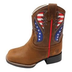 PRICES MAY VARY. Durable and Stylish: Made from genuine leather, these boots offer long-lasting wear and a stylish look that complements any outfit. Patriotic George Style: The USA flag underlay with stars and stripes adds a bold and patriotic touch that will delight your little one. Easy to Wear: The side zipper and leather boot pulls make these boots easy to put on and take off, perfect for active toddlers. Comfortable Fit: Available in sizes 4-7, these boots provide a comfortable and secure f Boot Pulls, Little Cowboy, Boots Square Toe, Toddler Boots, Cowboy And Cowgirl, Leather Boot, Fashion Toys, Stars And Stripes, Usa Flag