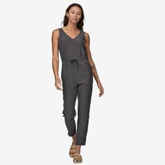 This multifunctional one-piece romper is crafted from a 89% recycled polyester/11% spandex blend that’s stretchy and quick-drying, plus resists wrinkling. Inseam is 26. Made in a Fair Trade Certified™ factory. | Patagonia Women's Fleetwith Jumpsuit in Ink Black, XL - Short Length - Outdoor Clothing - Recycled Polyester/Spandex Sustainable Construction, Italian Dress, Patagonia Pants, Repair Clothes, Outdoor Pants, Overalls Women, Patagonia Womens, Outdoor Outfit, Festival Outfit