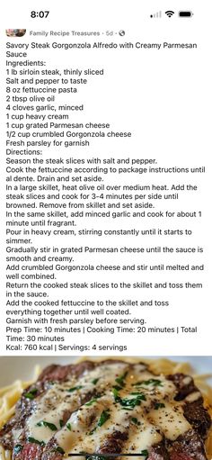 the recipe for steak alfredo with creamy parmesan sauce