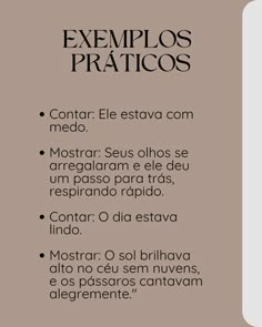 an advertisement with the words exemplos praticos written in spanish and english