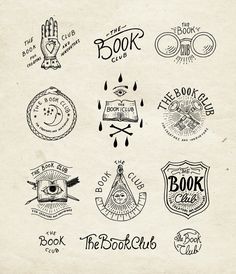 the book club logo is drawn in black and white