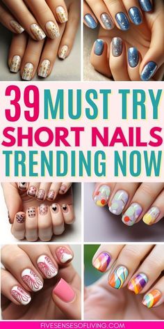 Short Nail Round Designs, Gel Art On Natural Nails, Short Nails For New Mom, Unique Short Nail Ideas, Short Nail French Tip Designs Color, Colourful Nail Art Designs, Cute Simple Nails Design, Short Sporty Nails, Cute Short Natural Nail Designs