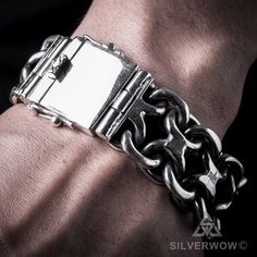 Heaviest, Mens Silver Bracelets | 25 - 40 mm Wide | Silverwow.net – SilverWow™ Manly Jewelry, Unique Mens Bracelet, Hand Cuff Bracelet, Men Bracelets, Men Stuff, Silver Jewelry Necklace, Silver Jewels