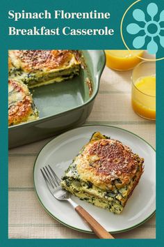 spinach florentie breakfast casserole on a plate