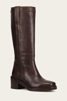 Kate Pull On Frye Kate Pull On, Women’s Leather Boots, Low Heel Boots For Women, Flat Brown Boots Outfit, Brown Leather Boots Women's, Fall 2024 Shoes, Women’s Boots, Fall Boots 2024, Tall Fall Boots