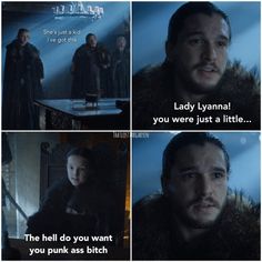 the game of thrones character is shown in two different scenes, including lady lynna and you were just a little