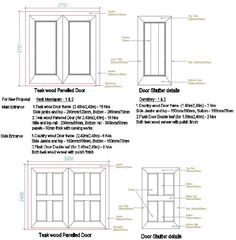 four different types of windows with measurements for each window and the other side by side