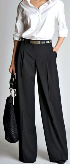 Wide Trousers, Trouser Pants Women, Moda Vintage, Work Wardrobe, Mode Inspiration, Work Fashion