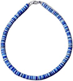 Blue Beaded Necklaces For The Beach, Blue Round Beaded Necklaces For Beach, Blue Round Single Strand Beaded Necklaces, Blue Round Single Strand Beaded Necklace, Choker Necklace Handmade, Different Shades Of Blue, Stretch Band, Stretch Bands, Beaded Choker Necklace