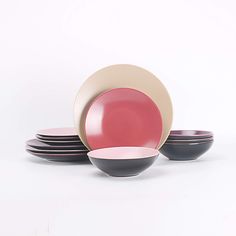 PRICES MAY VARY. More Durable: High Quality Stoneware Fired in Long Tunnel Kiln with 1300C Degree Beautiful Design: Coupe Shape Featuring Two-tone Matte Glaze Very Berry - 4 Assorted Colors of Beige, Berry, Plum, and Rose Interior and Shiny Black Exterior, Make your Table Colorfull, Comfortable and Attractive 12pc Set: Service for 4, Including 4 of each of the follwing: Dinner Plate 10.5", Salad Plate 8", Soup Bowl 7" More Colors Option: Vailable in a varity colors and Neutral Tones to match you Rose Interior, Very Berry, Black Exterior, Salad Plate, Dinnerware Set, Salad Plates, Soup Bowl, Neutral Tones, Dinner Plate