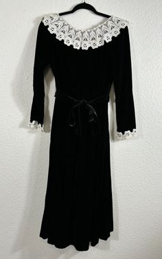 Consumer Board, Victor Costa Dress, Dress Picture, Long Sleeve Lace, Black Velvet, White Lace, Fashion Inspo Outfits, Black Cat, Fashion Inspo