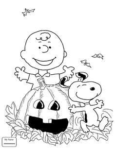 a black and white image of a cartoon character on a pumpkin with other characters around it