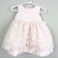 Baby Beri Pink Dress With Flower Lace Overlay With Pearls At Waist. Nwt. Two Available. Cute Sleeveless Baptism Dress For First Birthday, Fitted Spring Baptism Dress For First Birthday, Sleeveless Lace Trim Baptism Dress For Spring, Spring Princess Style Baptism Dress, Lace Overlay, Kids' Dresses, Baby Dress, Pink Dress, Lace Dress