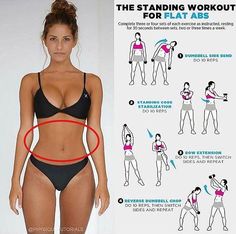 The standing workout for flat abs ❤️ Tag a friend who'd love this workout! 💪🏻 Follow us @firstclassgym for daily workouts! - 👤 Certified Coach 📩 E-mail: fcg@telenet.be Standing Workout, Workout For Flat Stomach, Flat Abs, Trening Abs, Trening Pilates, Flat Stomach, Belly Workout, Stomach Workout